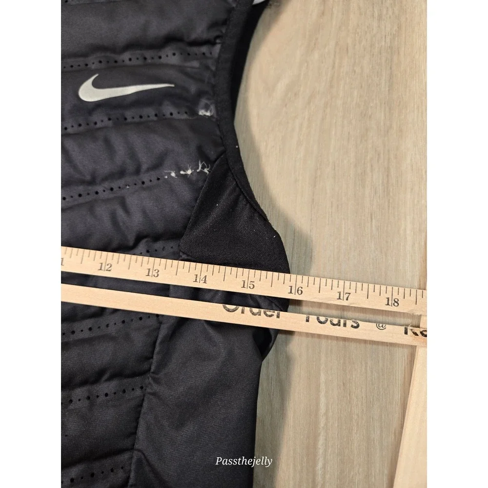 Nike Running Puffer Vest Womens Small Black Full Zip‎ Lightweight Quilted Swoosh